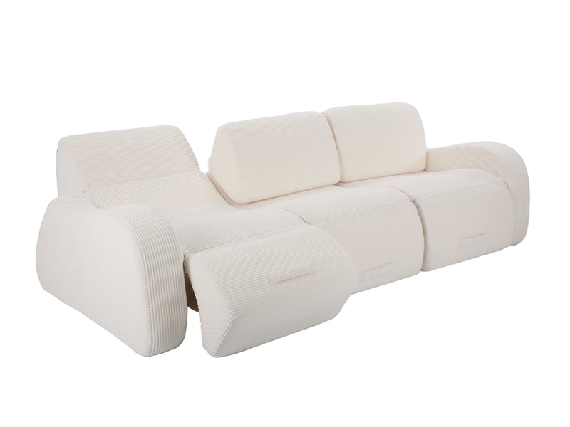 Canapé modulable 3 places 247x115x76 cm - canapé d’angle convertible - sofa cloud sans montage - fonction lit - velours côtelé - beige CozyNest - Conforama E