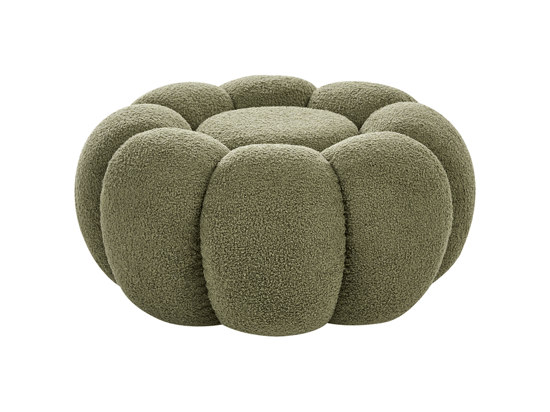  Pouf beaufort bouclé vert  - Conforama D
