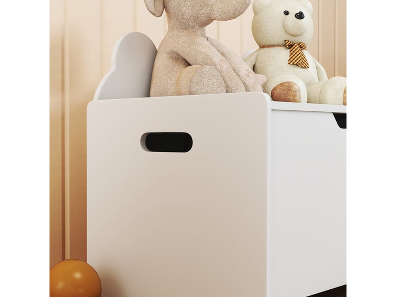 Coffre à jouet enfant avec couvercle rabattable, coffre de rangement enfant, forme d'ours, blanc, 60 x 38 x 48 cm - Conforama W
