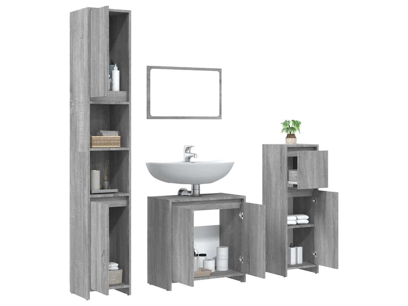  Ensemble de meubles de salle de bain 4 pcs sonoma gris cf63874  - Conforama D