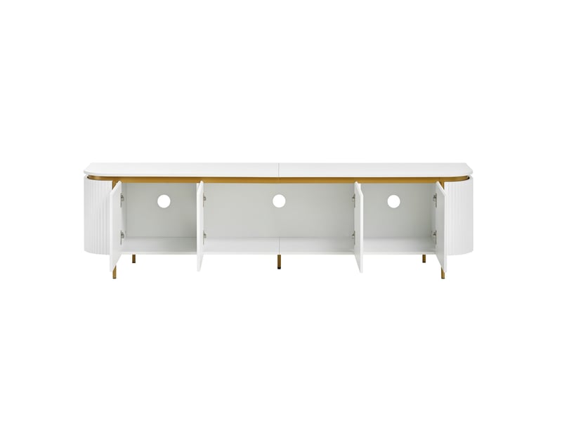  Meuble tv bas avec 6 portes 180x38x46 cm en mdf blanc  - Conforama D