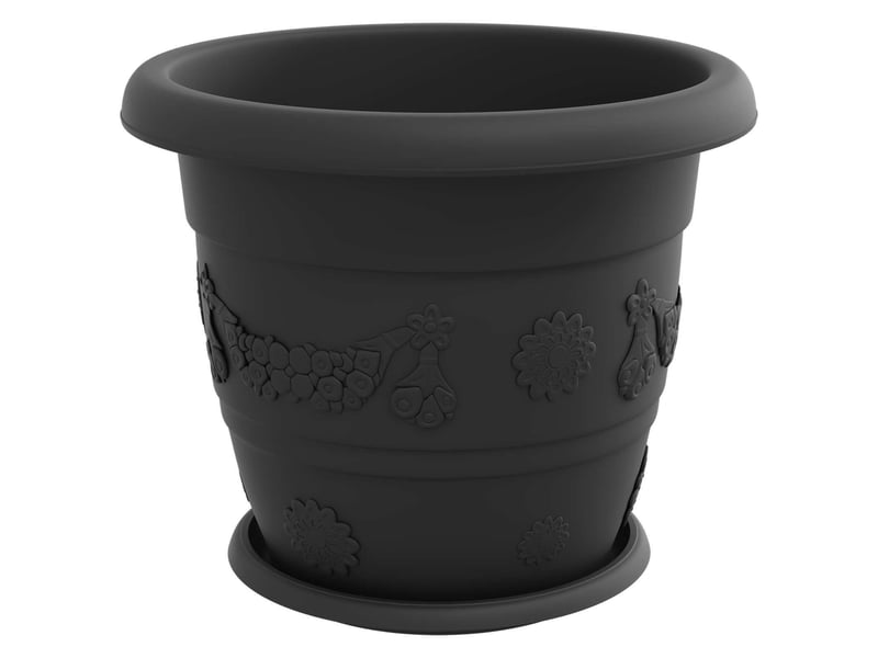 Jardinière - pots de plantes 6 pcs noir ø 34 x 28 cm plastique - Conforama E