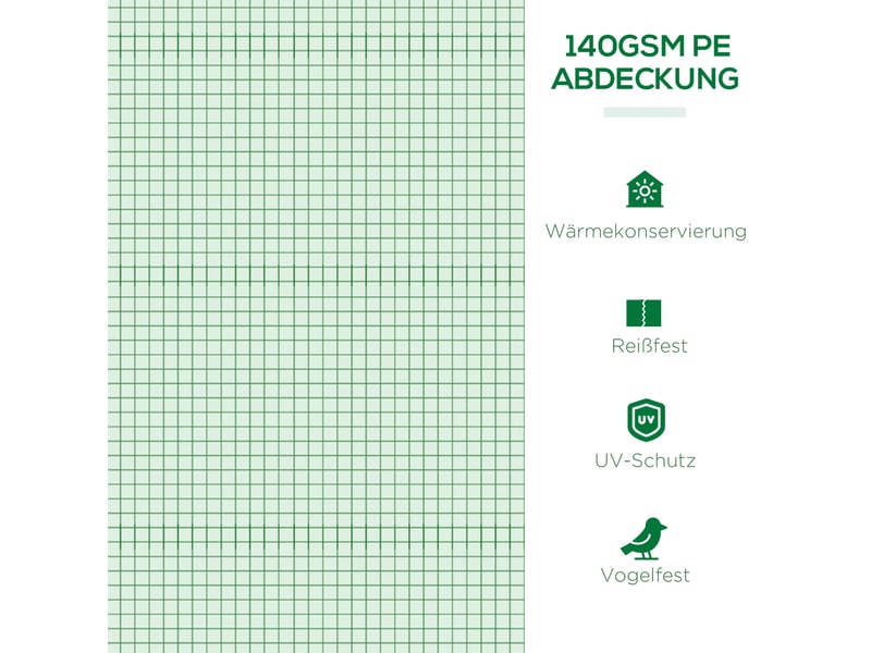 Serre tunnel 300x80x45 cm structure métal film pe anti-uv fenêtres en maille vert - Conforama E