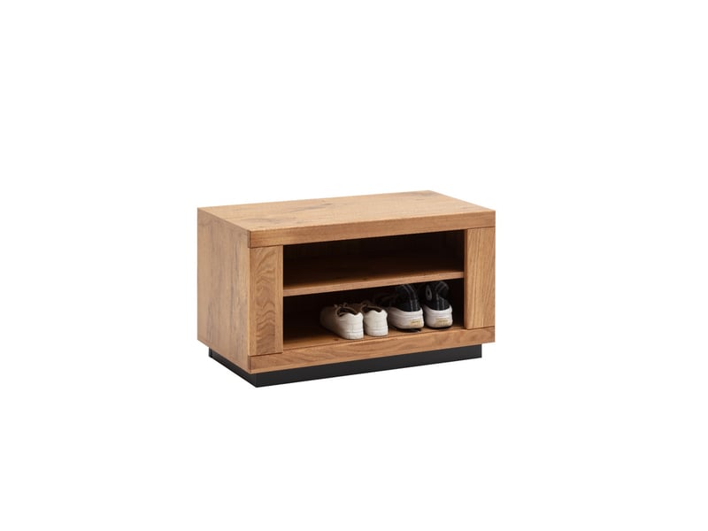 Banc d'entrée avec 2 niches de rangement coloris chêne massif huilé - longueur 80 × hauteur 47 × profondeur 40 cm - Conforama C