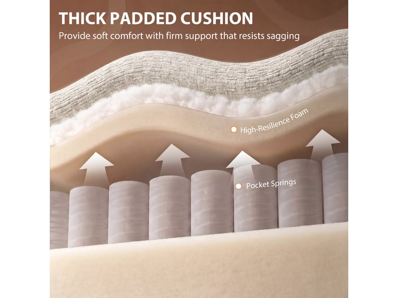  Canapé d'angle convertible en chenille, beige, canapé-lit 3 places modulaire 225 cm avec pouf de rangement  - Conforama D
