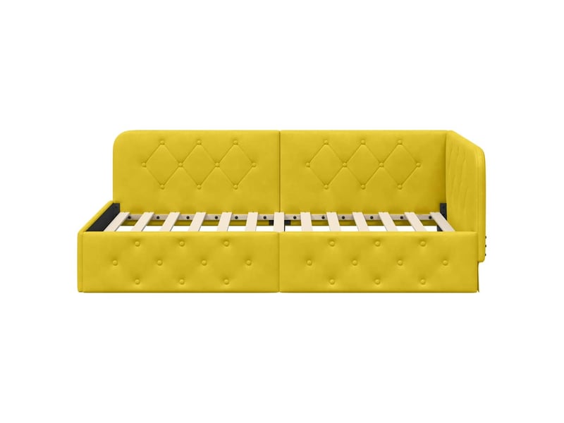  Lit simple- lit adulte -  cadre de lit d'angle jaune 100 x 200 cm velours  - Conforama D
