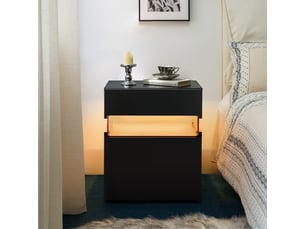Table de chevet led,48x38x61 cm,3 tiroirs avec panneau acrylique,noir