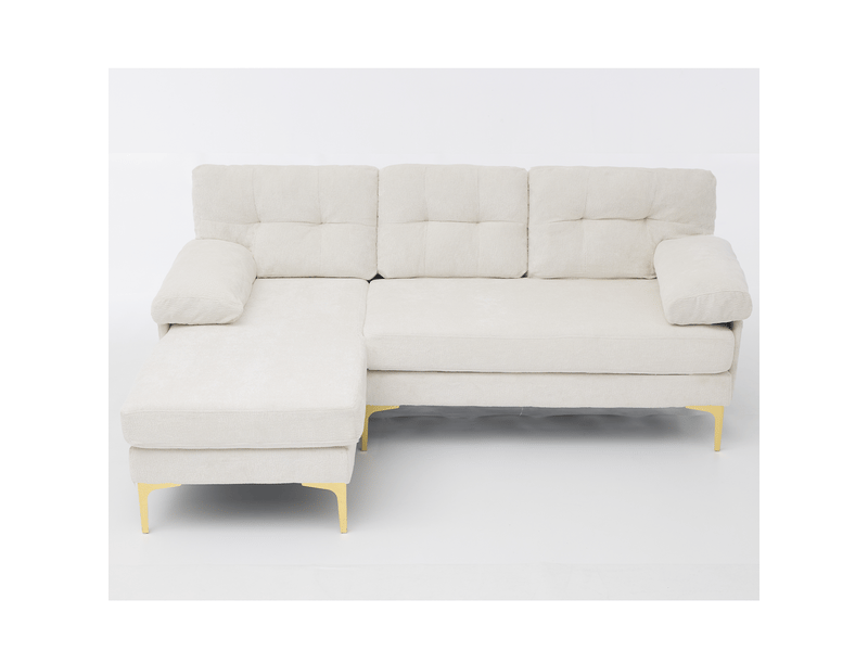 Canapé d’angle 3 places beige, méridienne réversible gauche droite, canapé en tissu chenille, 187,5 cm pour salon moderne - Conforama A