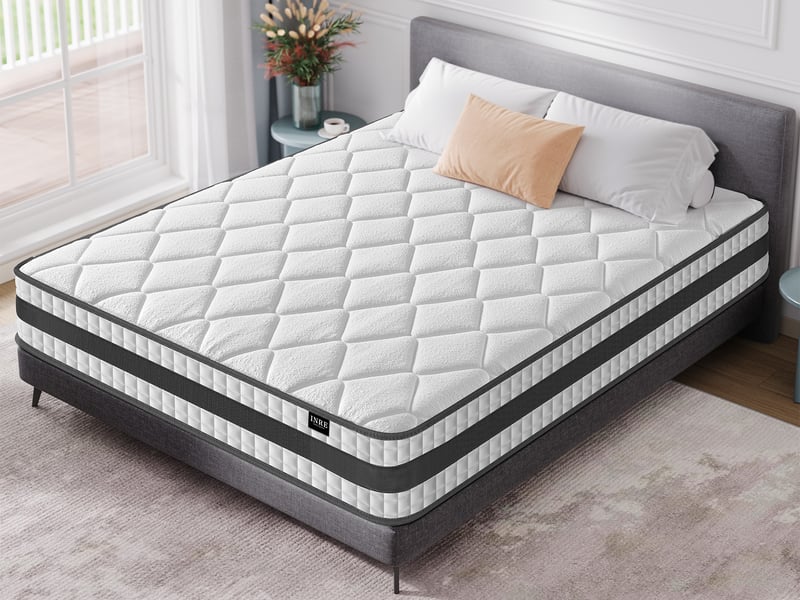 Matelas Hybride 140x200 cm INRE, Épaisseur 25cm, Ressorts Ensachés et Mousse à Mémoire de Forme, Moyenne Ferme, 7 Zones de Confort, Respirant et Confort - Conforama B