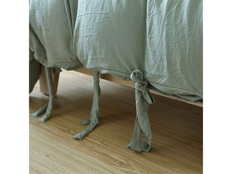  Housse de couette de couleur unie bowknot, housse de couette naturelle ultra douce, fermeture à glissière dissimulée durable- (vert double)  - Conforama B