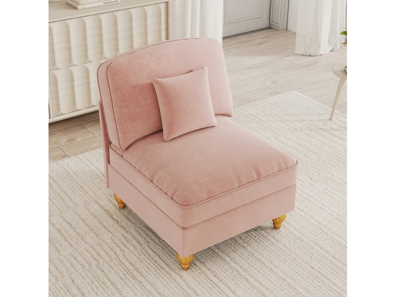 Windsor-sofa ohne armlehne chenille mit 1 kissen - rosa - Conforama D