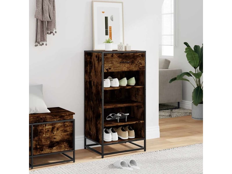  Étagère à chaussures chêne fumé 48x38x97,5 cm bois d'ingénierie shl5052  - Conforama C