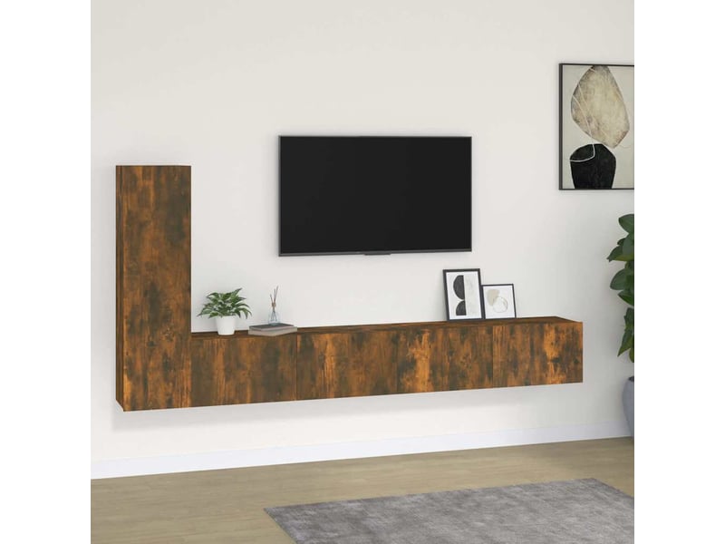  Ensemble de meubles tv 3 pcs chêne fumé bois d'ingénierie shl18972  - Conforama B