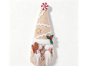 Boule de noël gnome fille beige multicolore 19,5 cm