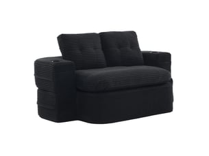 Fauteuil convertible 2-en-1 165x97x61 cm avec accoudoirs réglables, velours côtelé, noir