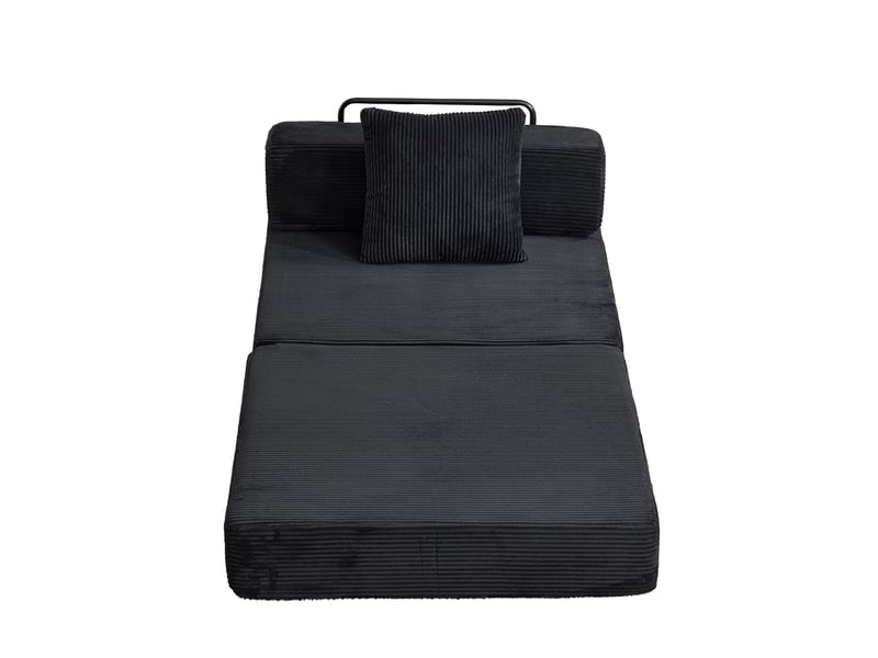 Canapé convertible, canapé-lit, 1 place, en velours tricoté, noir, pour salon, mobilier pour espace de vie, chambre - Conforama B