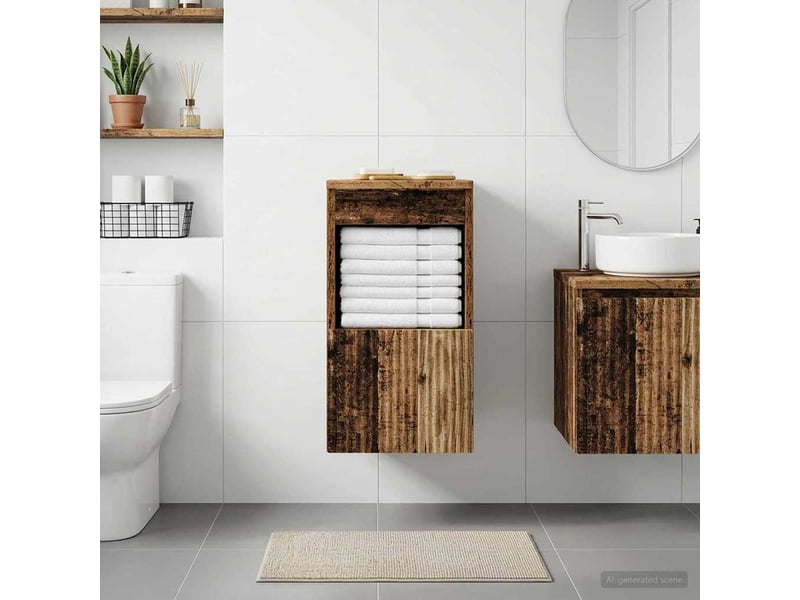  Armoire de salle de bain, meuble de rangement bois ancien 30x41x50 cm  - Conforama D