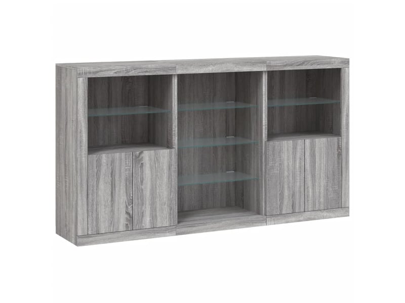  Buffet - bahut - meuble de rangement avec lumières led sonoma gris 181,5x37x100 cm  - Conforama C