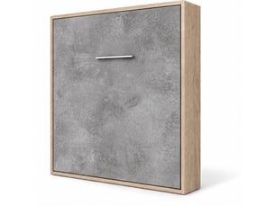 Lit escamotable vertical kola – seulement 34,5cm de profondeur, le confort d’un vrai lit-avec matelas-90x190-cadre chêne clair-façade gris ciment