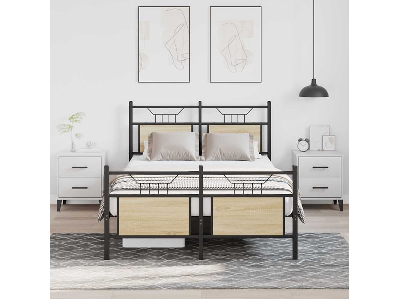 Lit double- lit adulte -  cadre de lit sans matelas chêne sonoma 120x190 cm  - Conforama C