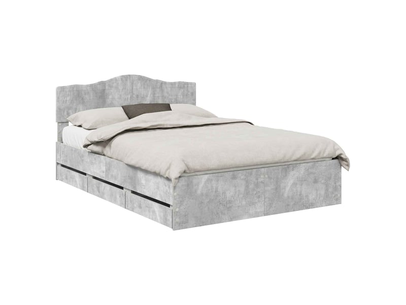  Lit double- lit adulte -  cadre de lit gris béton 150 x 200 cm bois ingénierie  - Conforama A