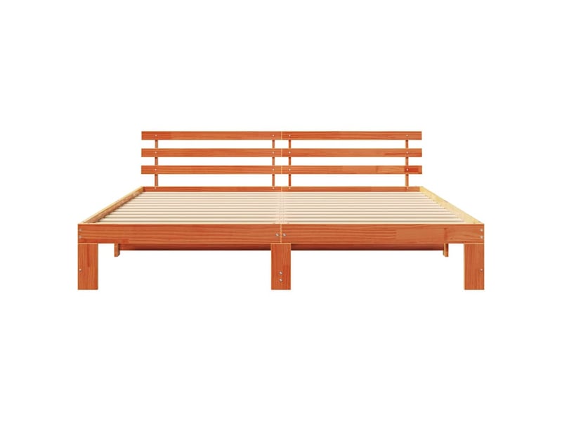 Lit double- lit adulte - cadre de lit avec tête de lit brun 200 x 200 cm pin massif - Conforama D