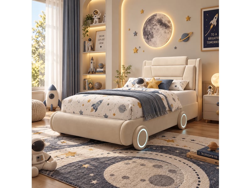  Lit enfant voiture 90x200 avec tête de lit réglable evryae  - Conforama B