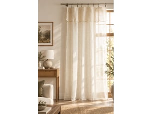 Rideau ajustable freya sable 140 x 270 cm 8 anneaux pince noirs 160 gm²