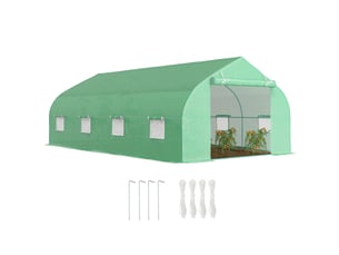 Serre tunnel avec 8 fenêtres latérales et entrée à enrouleur, en pe et acier, 6 x 3 x 2 m, verte