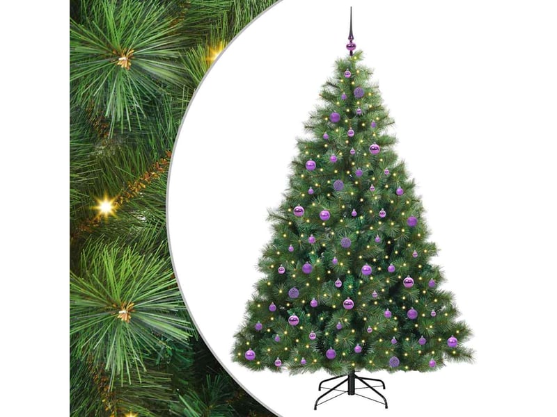 Sapin de noël artificiel, arbre de noël avec 300 led vert 210 cm pe et pvc shl3791 - Conforama A