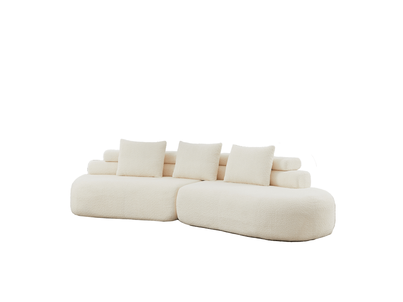  Canapé modulable 3 places 2 pièces en chenille beige  - Conforama D