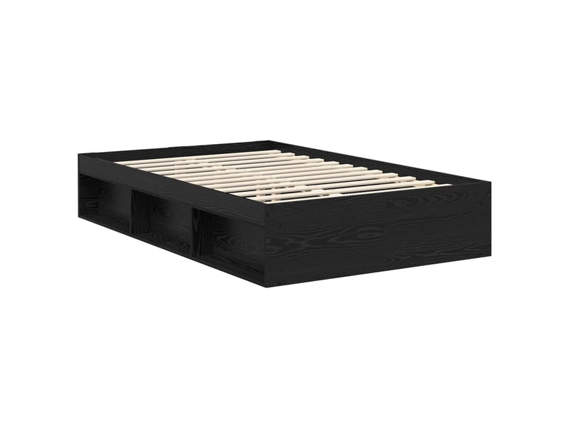  Lit double- lit adulte -  cadre de lit avec tête de lit noir 135 x 190 cm pin massif  - Conforama D