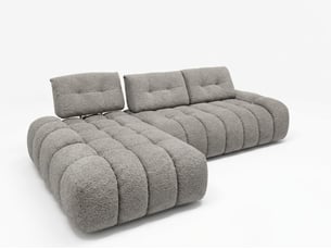 Canapé d'angle gauche fixe <strong>BOBOCHIC</strong> <strong>APOLLON</strong> 3 places Tissu Gris clair