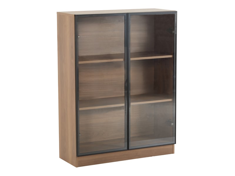  Vitrine oslo nature 80x32x106 cm, éclairage led, 3 étagères réglables, armoire en verre multifonctionnelle  - Conforama E