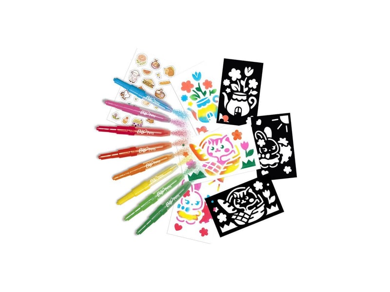  Set de coloriage blopens jardin féerique avec pochoirs, stickers et 8 feutres LAN3181860241424 - Conforama C
