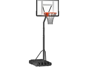 Panier de basket sur pied 90x165 cm – noir – hauteur réglable 255 à 305 cm avec roulettes pour intérieur et extérieur