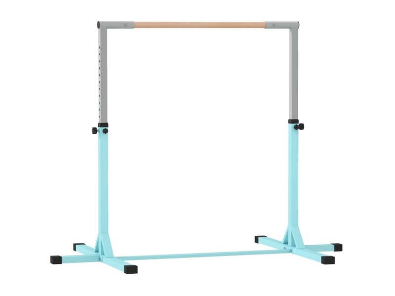  Barre fixe de gymnastique enfant réglable 92-150 cm bleu clair, acier et bois de hêtre, jusqu'à 75 kg  - Conforama A