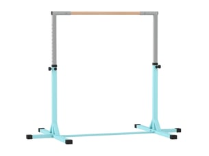 Barre fixe de gymnastique enfant réglable 92-150 cm bleu clair, acier et bois de hêtre, jusqu'à 75 kg