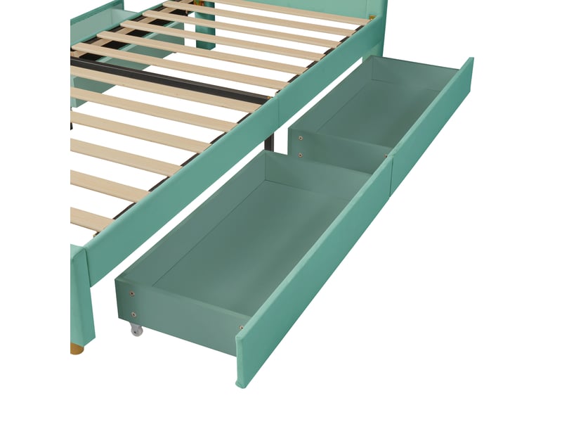 Lit cabane 90x200 cm en velours avec 4 tiroirs vert chicfurn - Conforama E