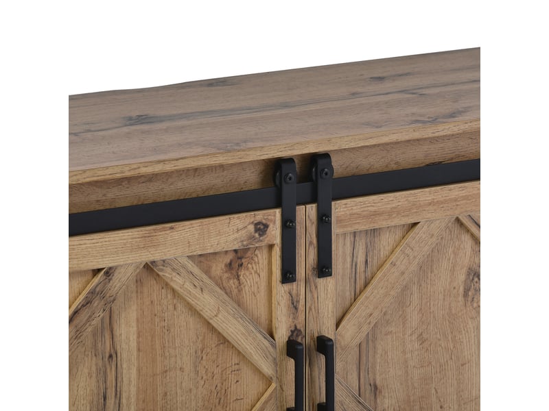  Meuble tv 150x40x60 cm avec portes coulissantes, compatible 65 pouces, marron  - Conforama E