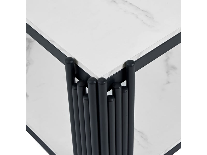  Table basse rectangulaire pieds en métal plateau effet marbre mobilier moderne blanc-noir  - Conforama D