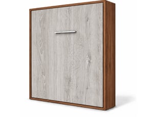 Lit escamotable vertical kola – seulement 34,5cm de profondeur, le confort d’un vrai lit-160x200-cadre noyer-façade chêne gris