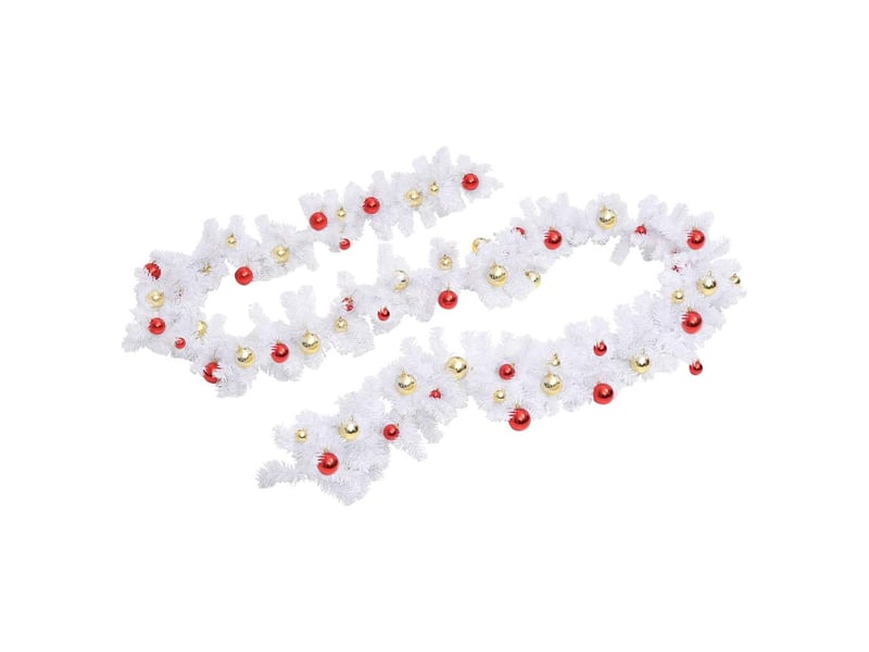  Guirlande de noël décorée avec boules blanc 10 m  - Conforama D