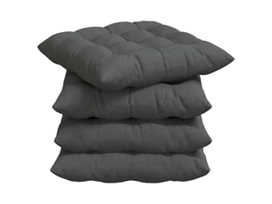 Lot de 4 coussins de siège, coussins décoratifs tissu gris foncé 40 x 40 x 6 cm cf60010