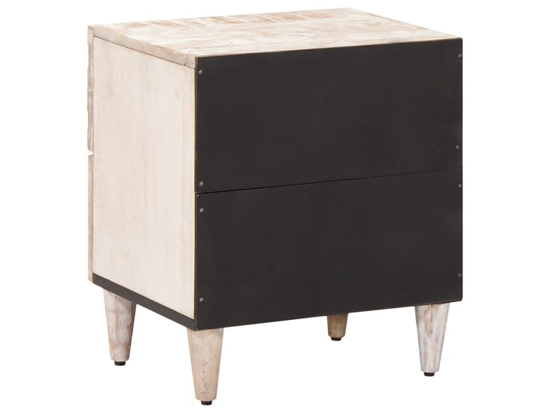 Table de chevet - cabinet de chevet - table de nuit blanc 40 x 33,5 x 46 cm bois de mangue massif - Conforama D