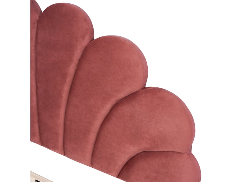  Lit capitonné 140x200cm avec tête de lit à design floral, style tendance, sans matelas, velours, rouge haricot  - Conforama C