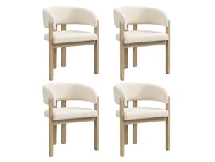 Lot de 4 chaises avec accoudoirs 60x51x80 cm en tissu bouclé beige, naturel