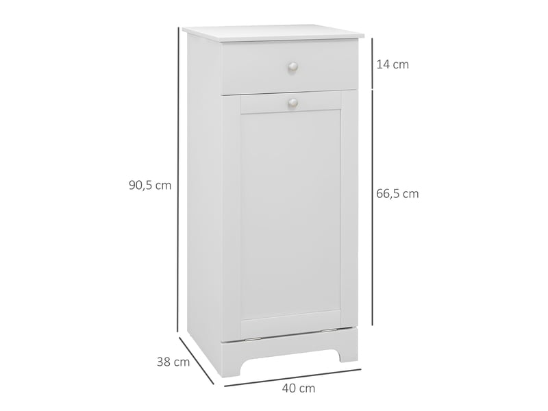 Meuble de salle de bain avec panier à linge et tiroir de rangement – 40 x 38 x 90,5 cm (l x l x h) – blanc - Conforama E