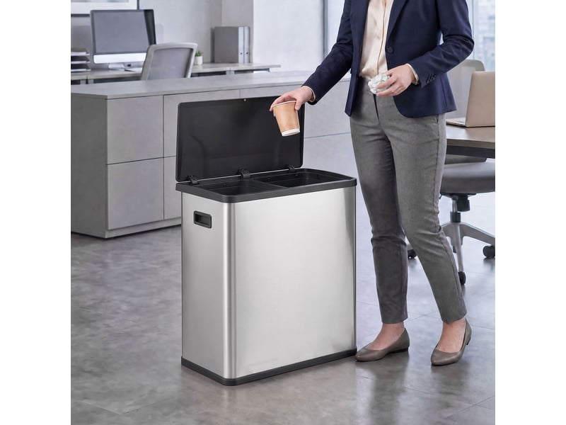 Poubelle de cuisine automatique 60l 2 compartiments seaux amovibles acier inox - Conforama D