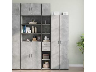 Buffet - armoire de rangement mince gris béton 30x42,5x225 cm